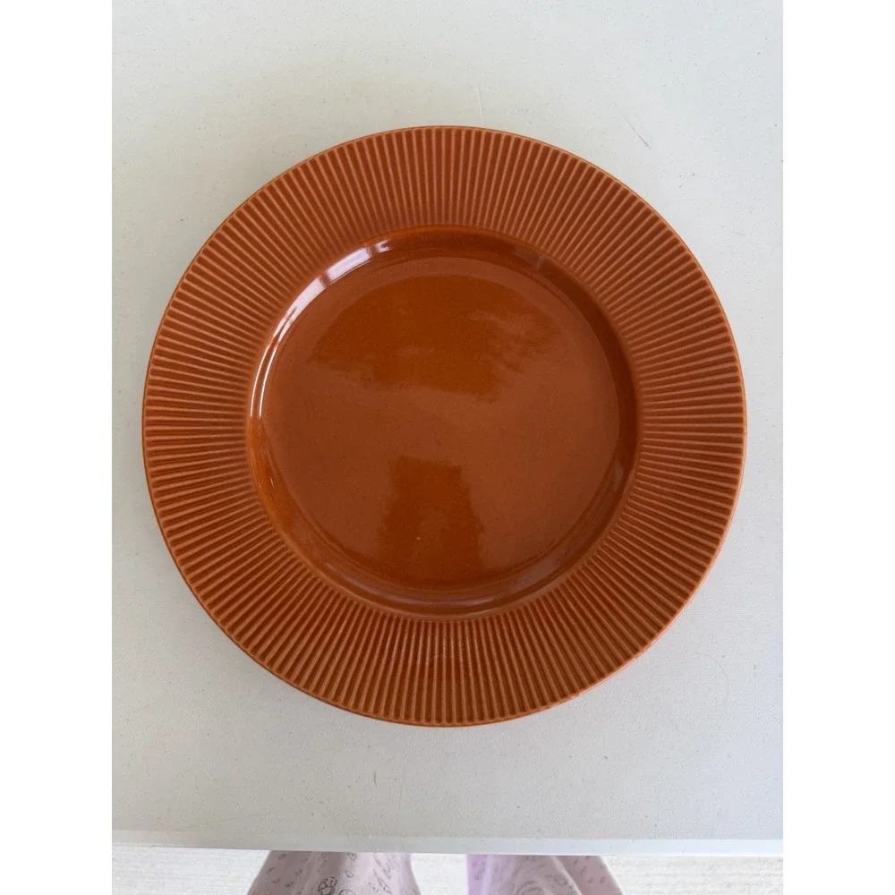 Pier 1 Radius Orange Stoneware Dinner Plates 10.5 